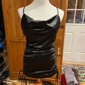 Black Side Tie Dress with Scoop Neck